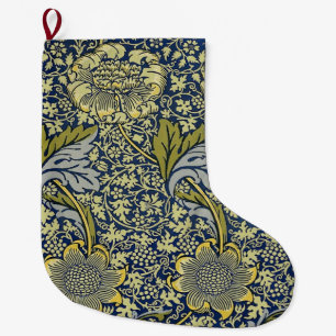 William Morris Kennet Blumentangete Blau Gold Großer Weihnachtsstrumpf