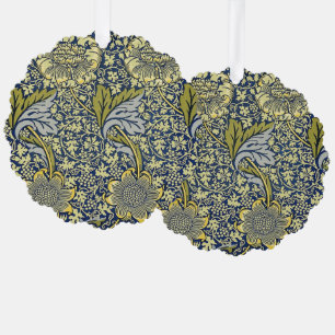William Morris Kennet Blumentangete Blau Gold Ornament Karte