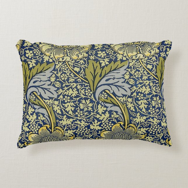 William Morris Kennet Floral Wallpaper Blue Dekokissen (Vorderseite)