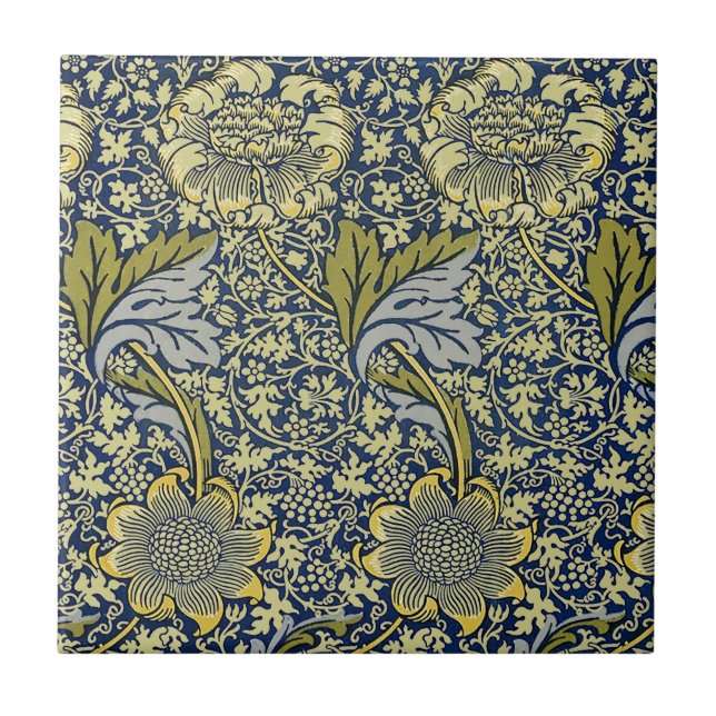 William Morris Kennet Floral Wallpaper Blue Fliese (Vorderseite)