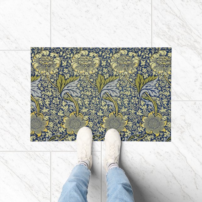 William Morris Kennet Floral Wallpaper Blue Fußmatte (Indoor)