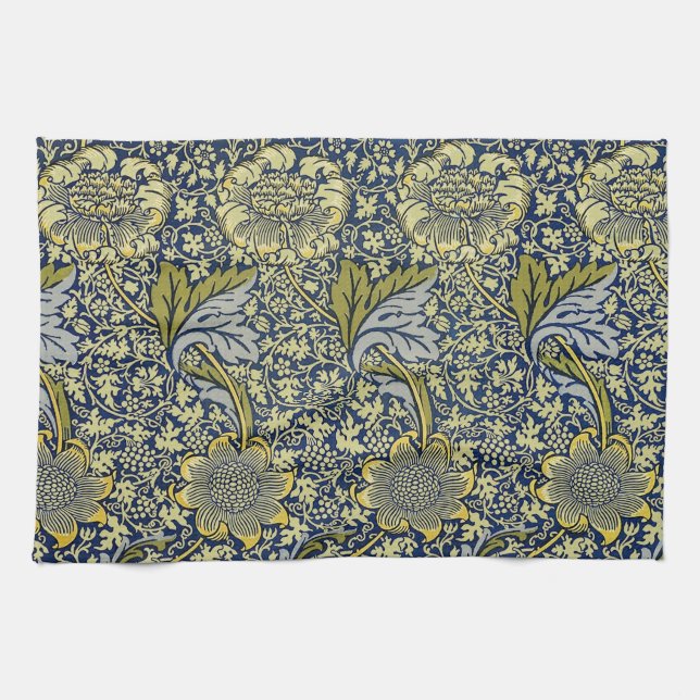 William Morris Kennet Floral Wallpaper Blue Geschirrtuch (Horizontal)