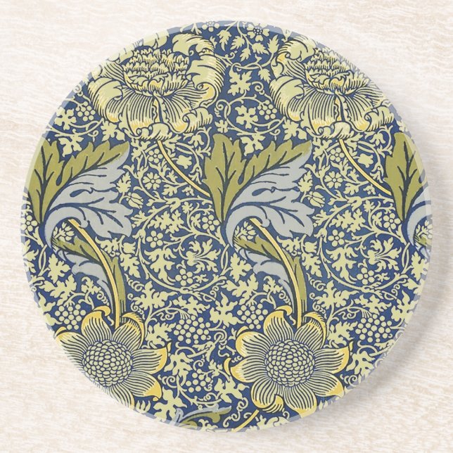 William Morris Kennet Floral Wallpaper Blue Getränkeuntersetzer (Vorne)