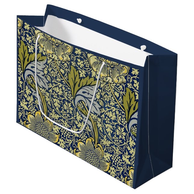William Morris Kennet Floral Wallpaper Blue Große Geschenktüte (Vorderseite Schrägansicht)