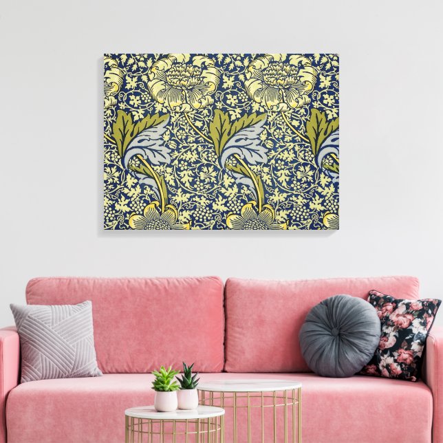 William Morris Kennet Floral Wallpaper Blue Leinwanddruck (Insitu (Wohnzimmer))