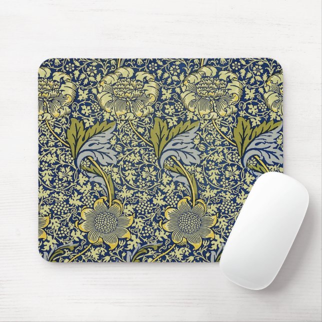 William Morris Kennet Floral Wallpaper Blue Mousepad (Mit Mouse)