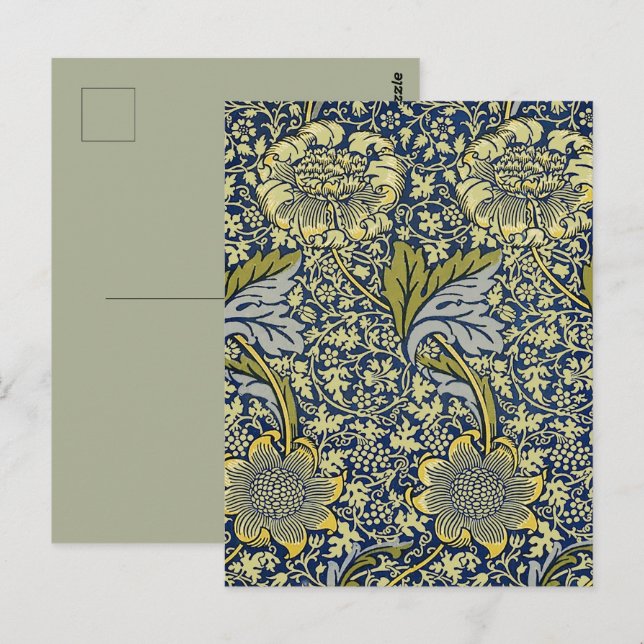William Morris Kennet Floral Wallpaper Blue Postkarte (Vorne/Hinten)