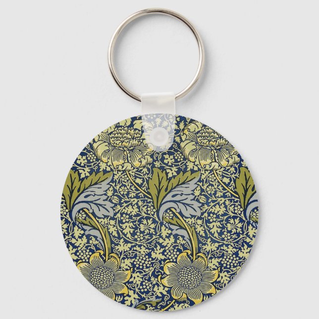 William Morris Kennet Floral Wallpaper Blue Schlüsselanhänger (Vorderseite)