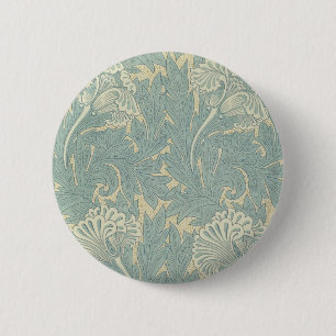 William Morris Klassische Tulpe Blaue Blüten Button