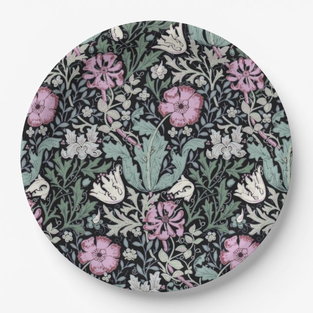 William Morris Klatschmohn Botanik viktorianische  Pappteller (Vorderseite)