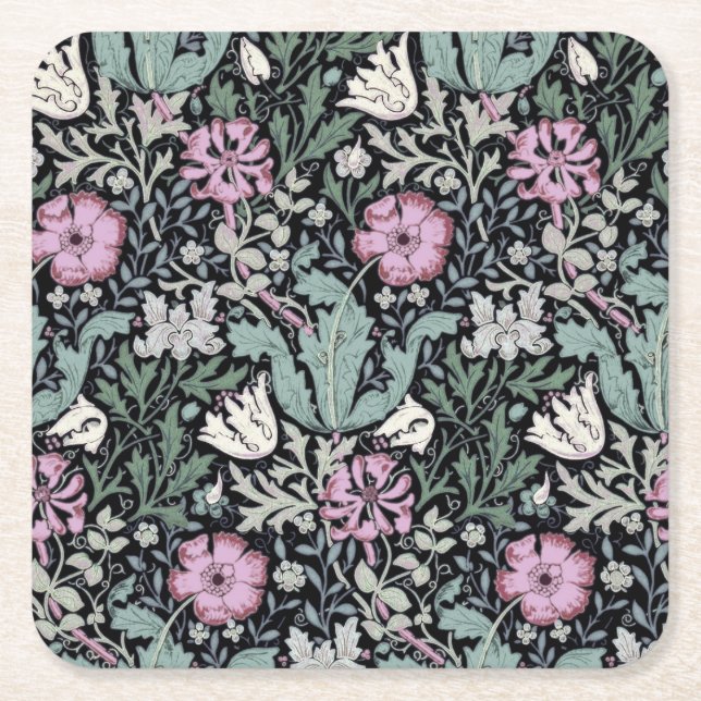 William Morris Klatschmohn Botanik viktorianische  Rechteckiger Pappuntersetzer (Vorderseite)