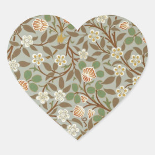 William Morris Kleeblatt Botanische Blume Herz-Aufkleber