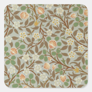 William Morris Kleeblatt Botanische Blume Quadratischer Aufkleber