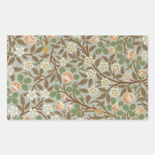 William Morris Kleeblatt Botanische Blume Rechteckiger Aufkleber