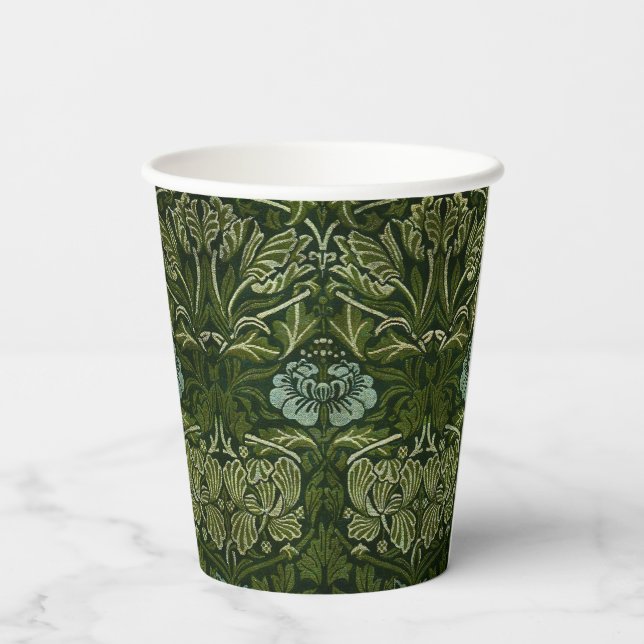 William Morris Large Green Blätter & Blue Blume Pappbecher (Rückseite)