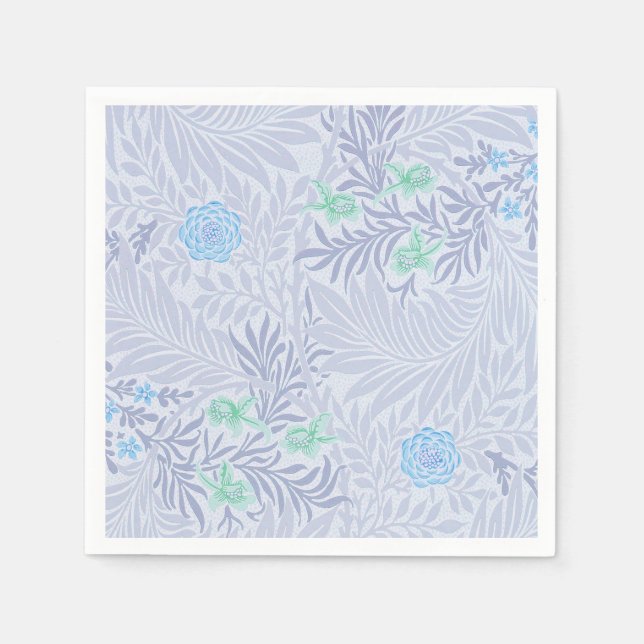 William Morris - Larkspur - Blaue Blumen und Blätt Serviette (Vorderseite)