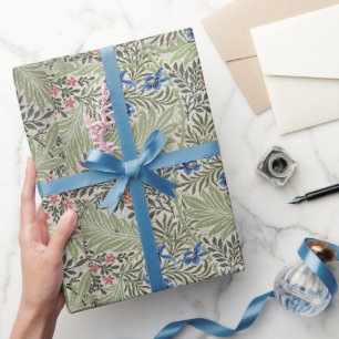 William Morris Larkspur Floral Foliage Pink Green Geschenkpapier