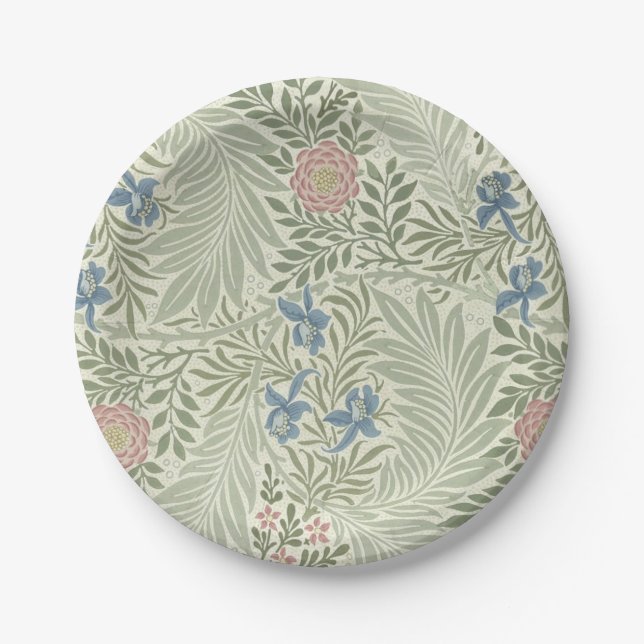 William Morris Larkspur Floral Wallpaper Pappteller (Vorderseite)