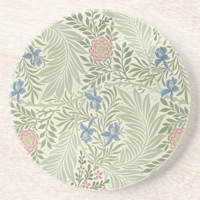 William Morris Larkspur Floral Wallpaper Sandstein Untersetzer (Vorne)