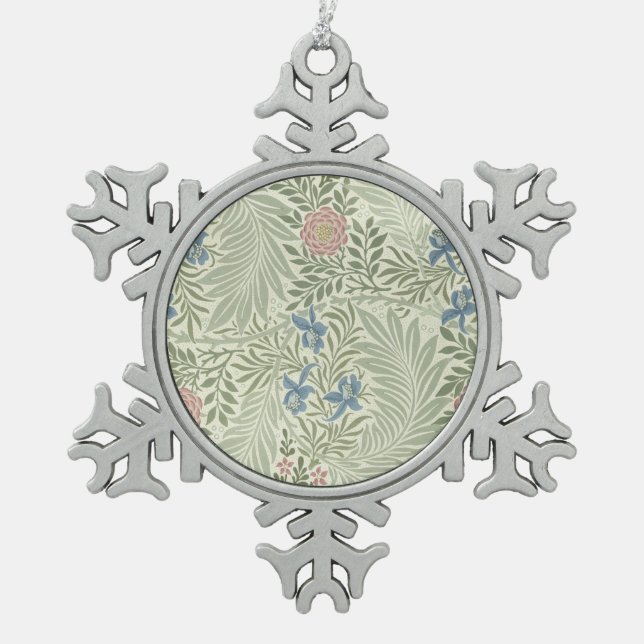 William Morris Larkspur Floral Wallpaper Schneeflocken Zinn-Ornament (Vorderseite)