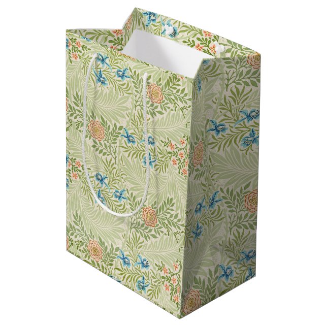 William Morris Larkspur Muster Mittlere Geschenktüte (Rückseite Schrägansicht)