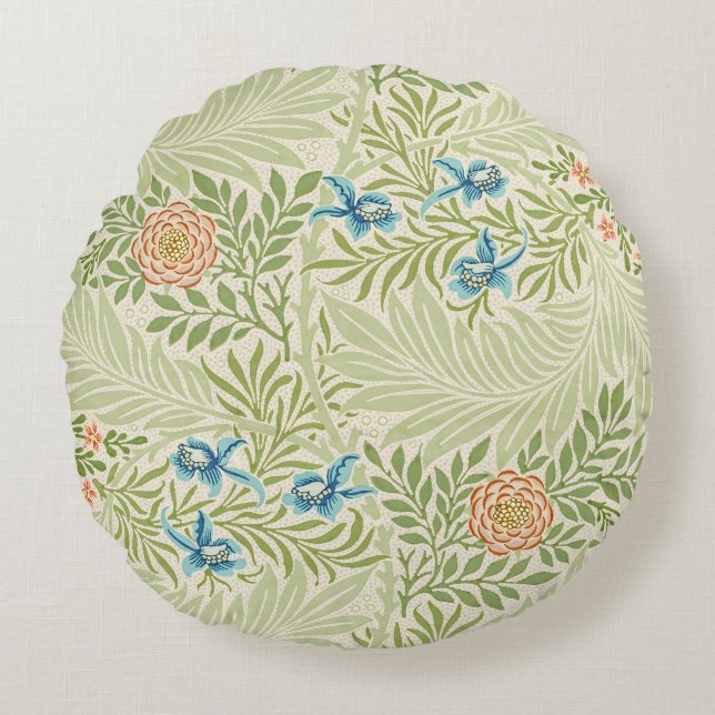 William Morris Larkspur Muster Rundes Kissen (Vorderseite)