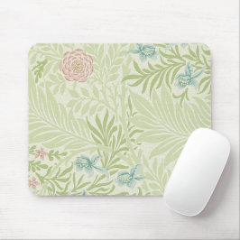 William Morris - Larkspur - Rosa Blume und Blätter Mousepad
