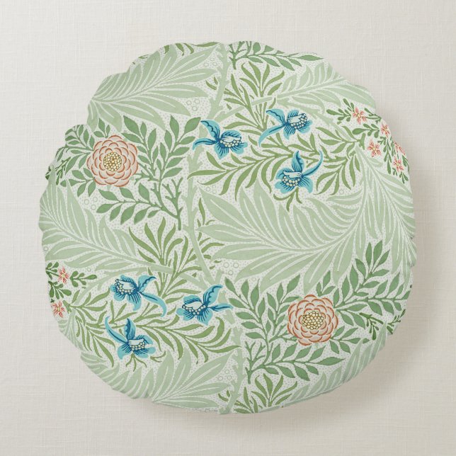 William Morris Larkspur Rundes Kissen (Vorderseite)