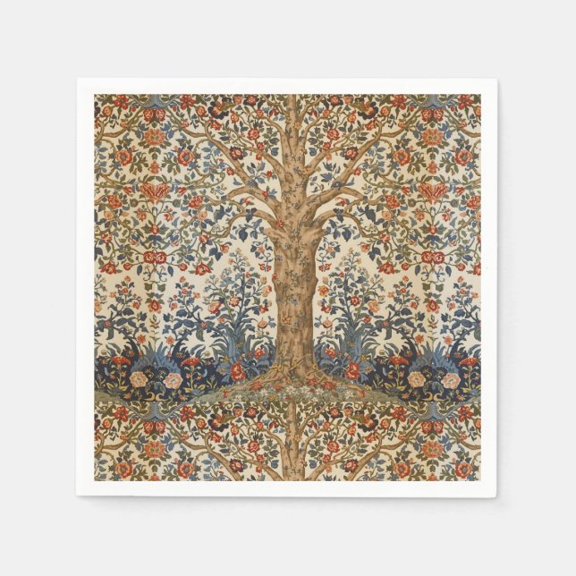 William Morris Lebensbaum Vintage Präraffaelit Serviette (Vorderseite)