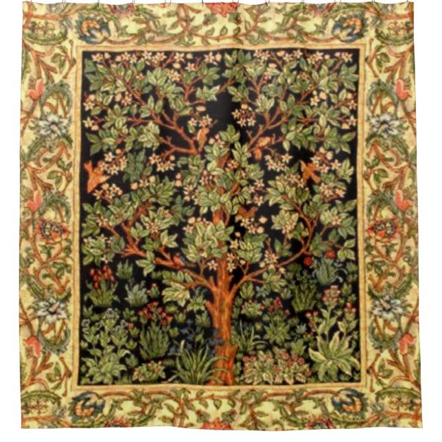 William Morris - Lebensbaummuster Duschvorhang (Vorderseite)