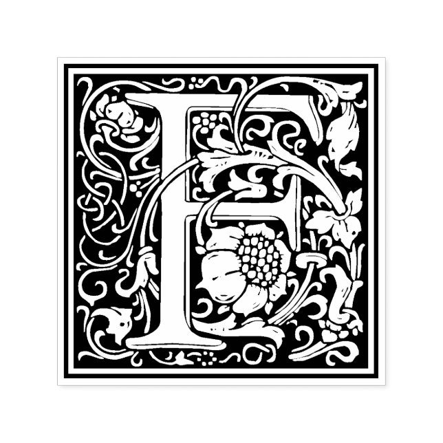 William Morris Letter F Viktorianisch Floral Brief Permastempel (Design)