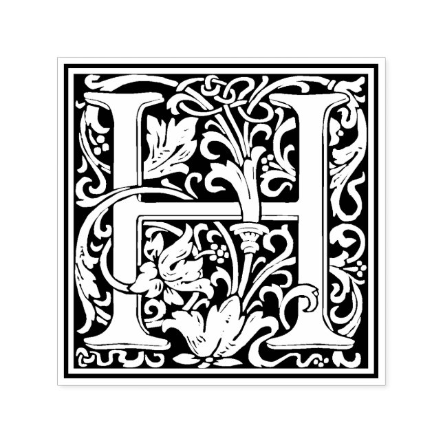 William Morris Letter H Viktorianisch Floral Brief Permastempel (Design)