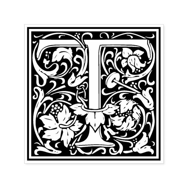 William Morris Letter T Viktorianisch Floral Brief Permastempel (Design)