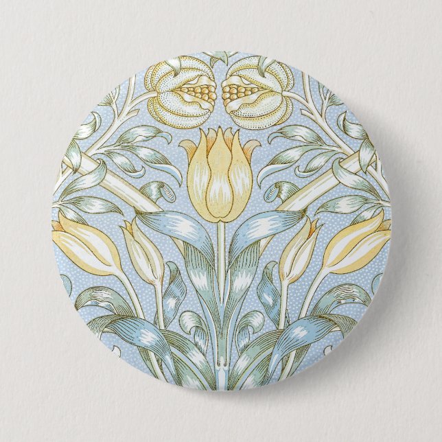William Morris Lilie- und Granatapfel-Blumenmuster Button (Vorderseite)