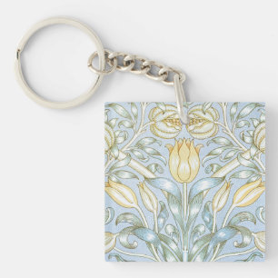 William Morris Lilie- und Granatapfel-Blumenmuster Schlüsselanhänger