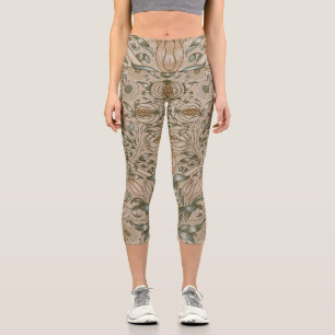 William Morris Lilien- und Granatapfel-Blumenmuste Capri Leggings