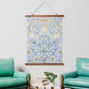 William Morris Lily and Pomegranate Blume Pattern Wandteppich Mit Holzrahmen