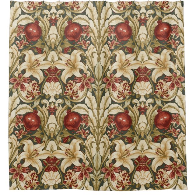 William Morris Lily and Pomegranate Floral pattern Duschvorhang (Vorderseite)