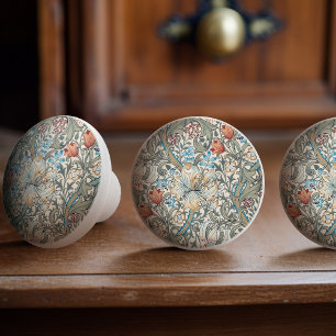 William Morris Lily Art Nouveau Button Keramikknauf