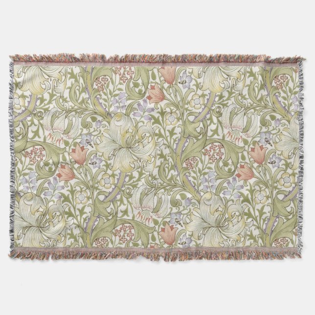 William Morris Lily Art Nouveau Floral Pattern Decke (Vorderseite)
