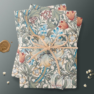 William Morris Lily Art Nouveau Floral Wrapping Pa Geschenkpapier Set