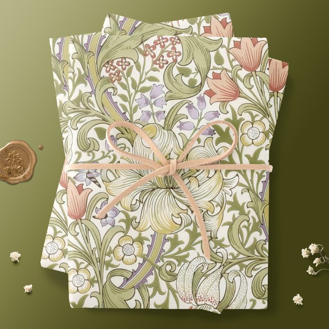 William Morris Lily Art Nouveau Floral Wrapping Pa Geschenkpapier Set (Von Creator hochgeladen)