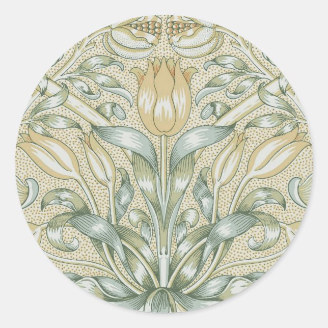 William Morris Lily und Pomegranate Blume Classic Runder Aufkleber (Vorderseite)