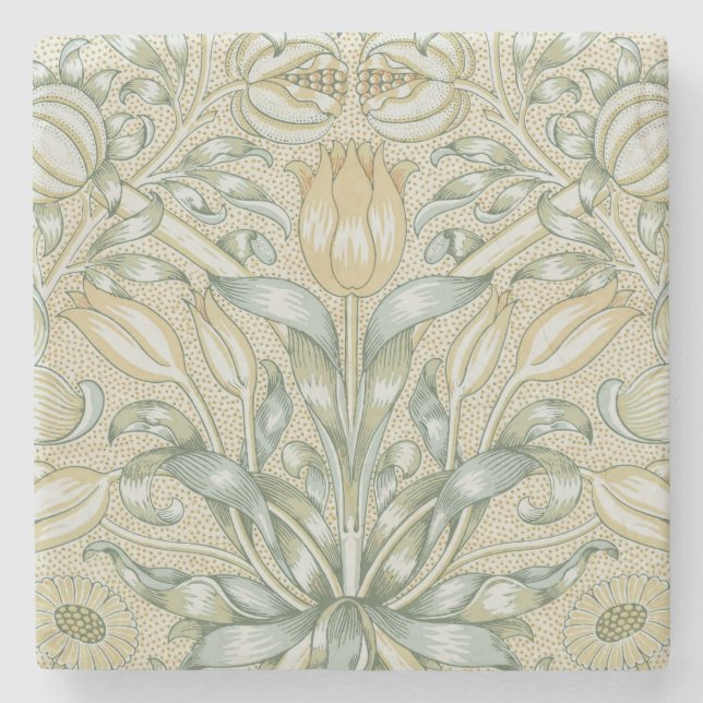 William Morris Lily und Pomegranate Blume Classic Steinuntersetzer (Vorderseite)
