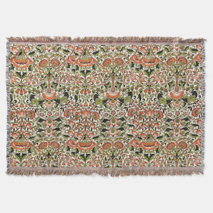William Morris Lodden Blume Foliage Green Pink Decke