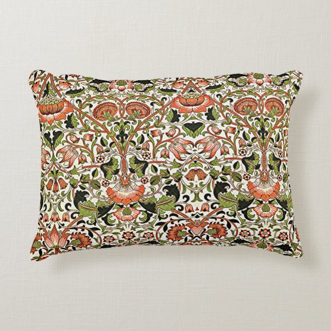 William Morris Lodden Blume Foliage Green Pink Dekokissen (Vorderseite)