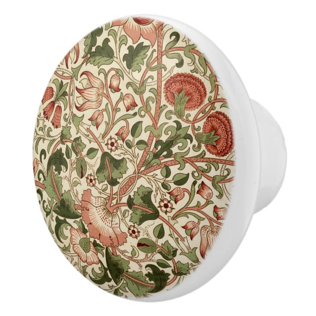 William Morris Lodden Blume Foliage Green Pink Keramikknauf (Rechts)