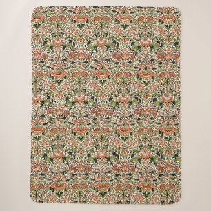 William Morris Lodden Blume Foliage Green Pink Sherpadecke