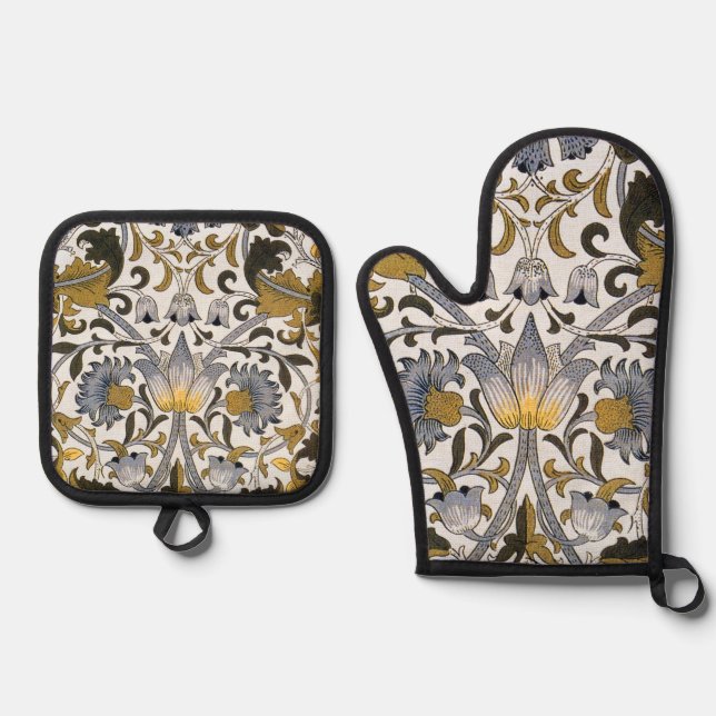 William Morris Lodden Blume Ofenhandschuh & Topflappen-Set (Vorderseite)