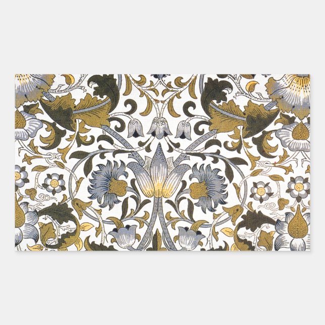 William Morris Lodden Blume Rechteckiger Aufkleber (Vorderseite)